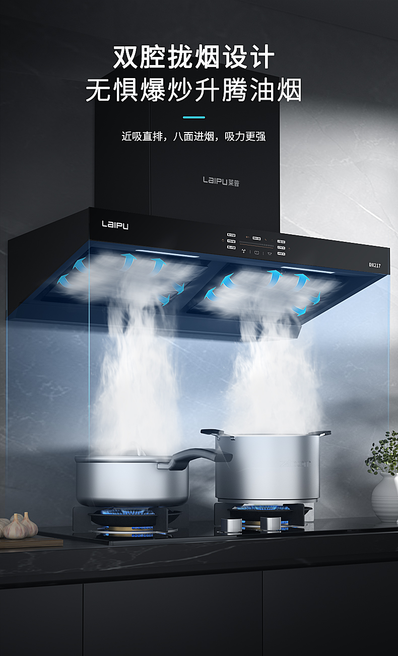 蕾丝视频污下载雙腔大吸力蕾丝视频APP下载安装，21m³/min大風量，八麵進煙、低噪守護！